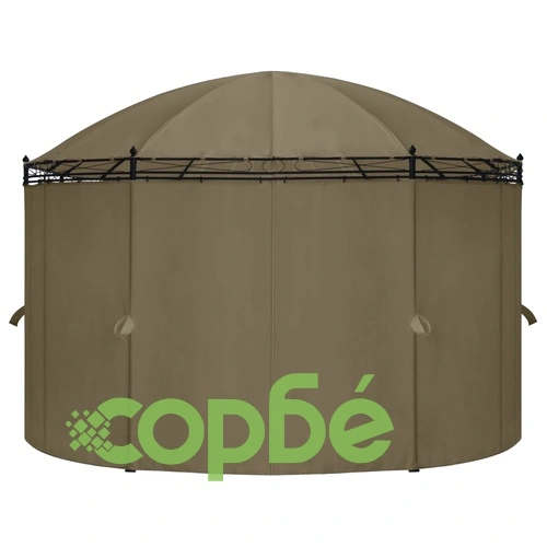 Шатра със завеси, 520x349x255 см, таупе, 180 г/м² ➤ топ цена ➤ sorbe.bg