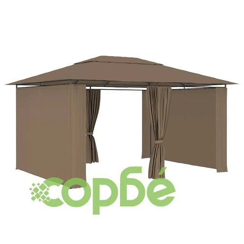 Градинска шатра със завеси, 4x3 м, таупе, 180 г/м² ➤ топ цена ➤ sorbe.bg