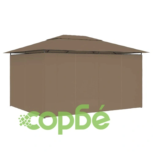 Градинска шатра със завеси, 4x3 м, таупе, 180 г/м² ➤ топ цена ➤ sorbe.bg