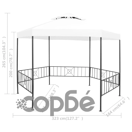Градинска беседка, 323x275x265 см, бяла, 180 г/м² ➤ топ цена ➤ sorbe.bg