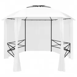 Градинска шатра със завеси, 360x312x265 см, бяла, 180 г/кв.м.