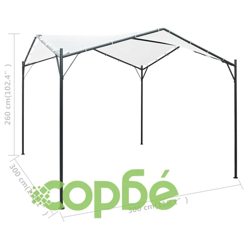 Беседка, 3x3x2,6 м, бяла, 180 г/м² ➤ топ цена ➤ sorbe.bg