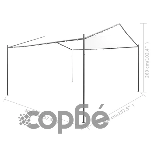 Градинска беседка, 400x400x260 см, бяла, 180 г/м² ➤ топ цена ➤ sorbe.bg