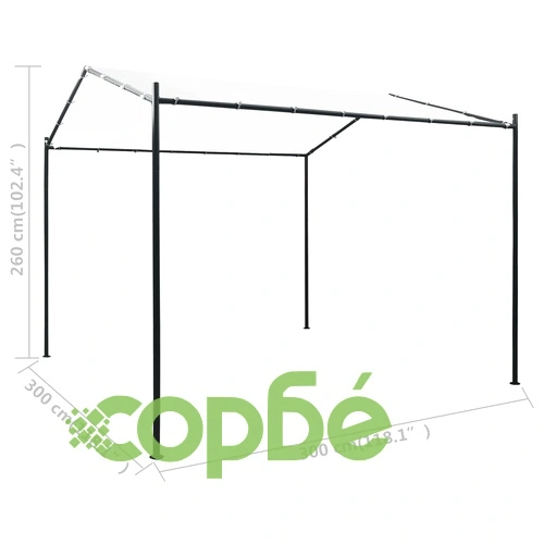 Беседка, 3x3x2,6 м, бяла, 180 г/м² ➤ топ цена ➤ sorbe.bg