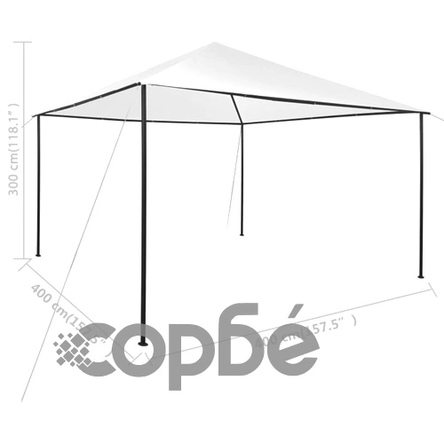 Беседка, 4x4x3 м, бяла, 180 г/м² ➤ топ цена ➤ sorbe.bg