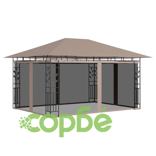 Шатра с мрежа против комари, 4x3x2,73 м, таупе, 180 г/м² ➤ топ цена ➤ sorbe.bg