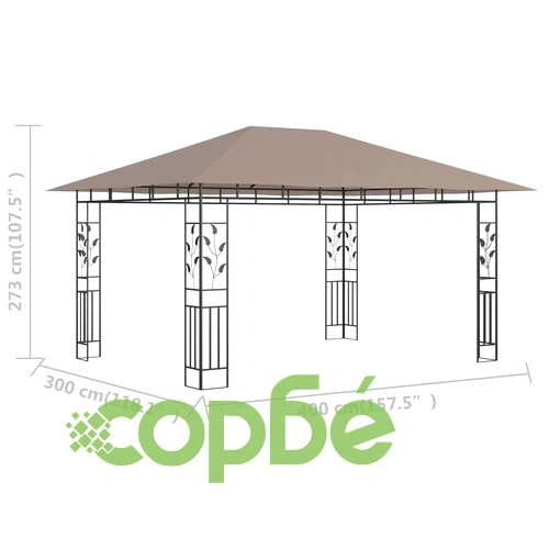 Шатра с мрежа против комари, 4x3x2,73 м, таупе, 180 г/м² ➤ топ цена ➤ sorbe.bg