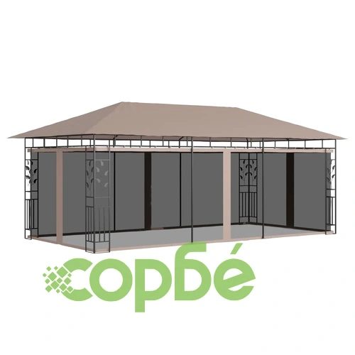 Шатра с мрежа против комари, 6x3x2,73 м, таупе, 180 г/м² ➤ топ цена ➤ sorbe.bg