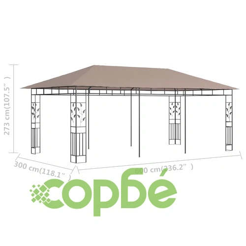 Шатра с мрежа против комари, 6x3x2,73 м, таупе, 180 г/м² ➤ топ цена ➤ sorbe.bg