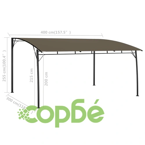Градинска тента сенник, 4x3x2,55 м, таупе ➤ топ цена ➤ sorbe.bg