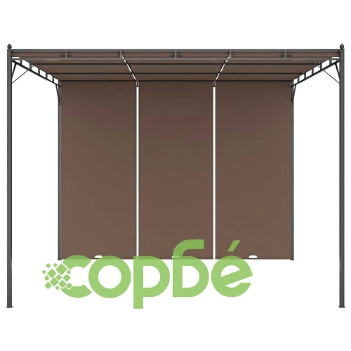 Градинска шатра със странична завеса, 3x3x2,25 м, таупе ➤ топ цена ➤ sorbe.bg