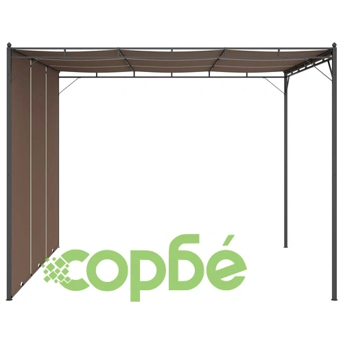 Градинска шатра със странична завеса, 3x3x2,25 м, таупе ➤ топ цена ➤ sorbe.bg