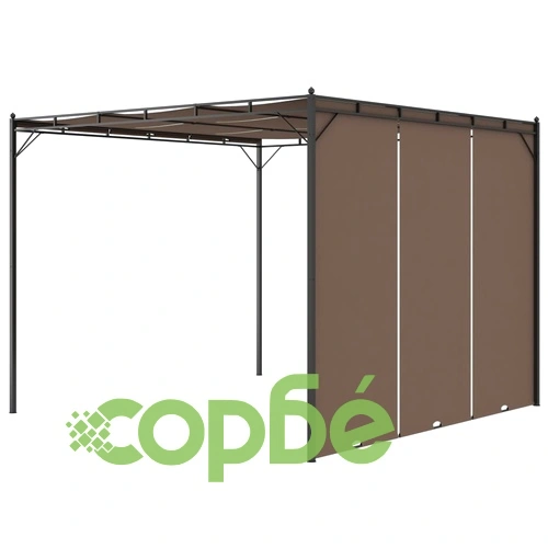 Градинска шатра със странична завеса, 3x3x2,25 м, таупе ➤ топ цена ➤ sorbe.bg