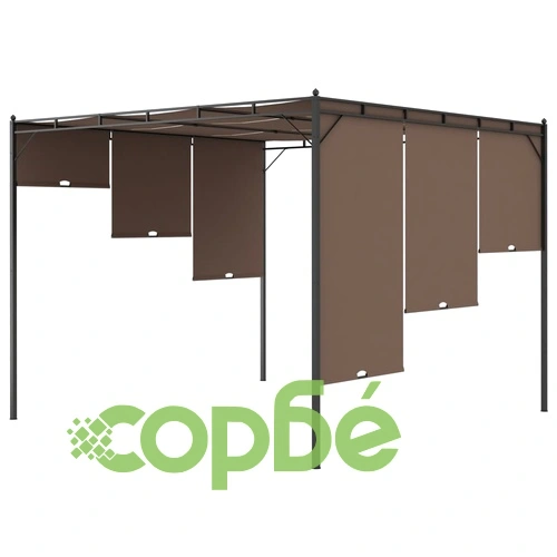 Градинска шатра със странична завеса, 3x3x2,25 м, таупе ➤ топ цена ➤ sorbe.bg