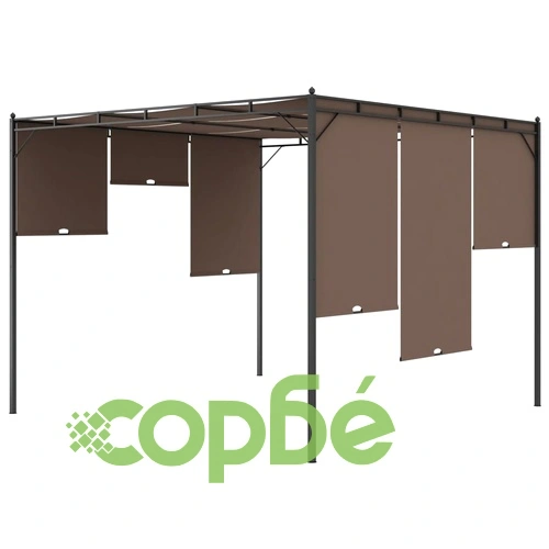 Градинска шатра със странична завеса, 3x3x2,25 м, таупе ➤ топ цена ➤ sorbe.bg