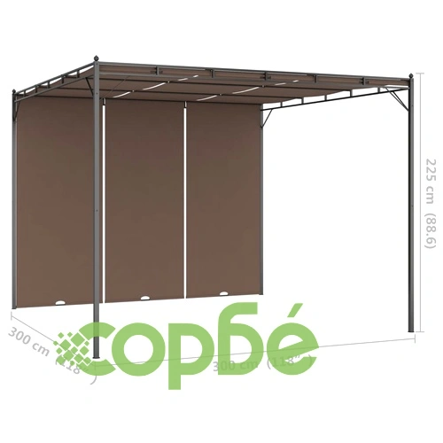 Градинска шатра със странична завеса, 3x3x2,25 м, таупе ➤ топ цена ➤ sorbe.bg