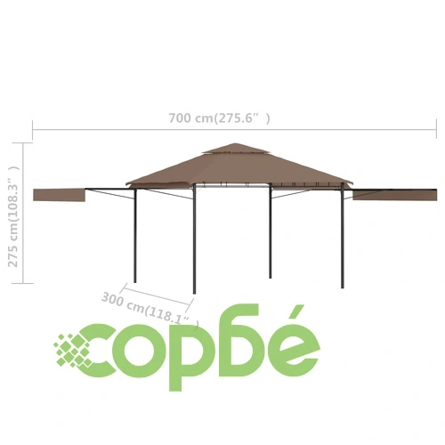 Шатра с двойно разтегаем покрив 3x3x2,75 м таупе 180 г/м² ➤ топ цена ➤ sorbe.bg