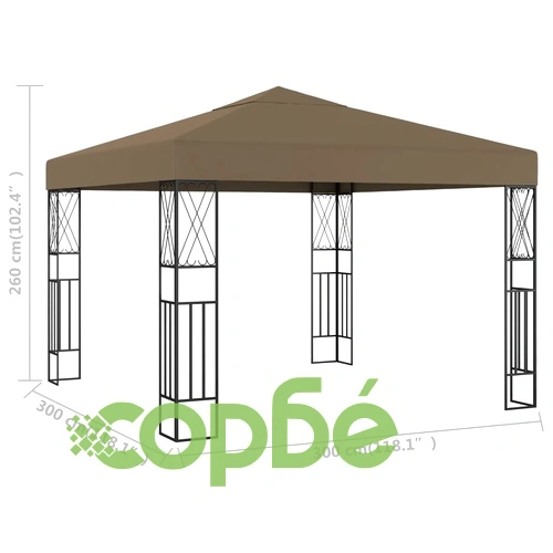 Шатра, 3x3 м, таупе, текстил ➤ топ цена ➤ sorbe.bg