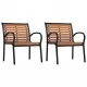 Градински столове, 2 бр, стомана и WPC, черно и кафяво
