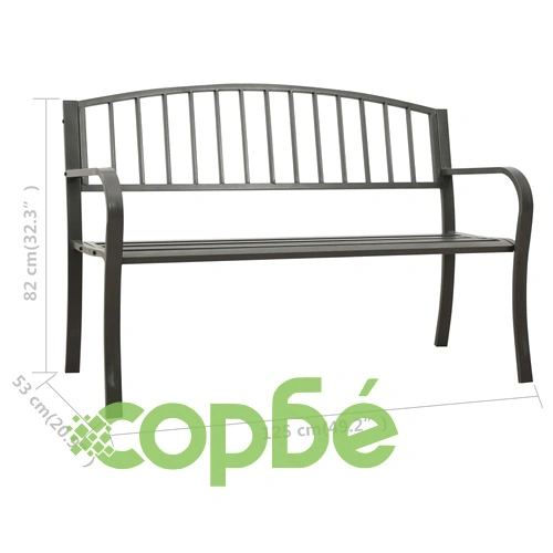 Градинска пейка, 125 см, стомана, сива ➤ топ цена ➤ sorbe.bg