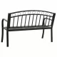 Градинска пейка с маса, 125 см, стомана, черна