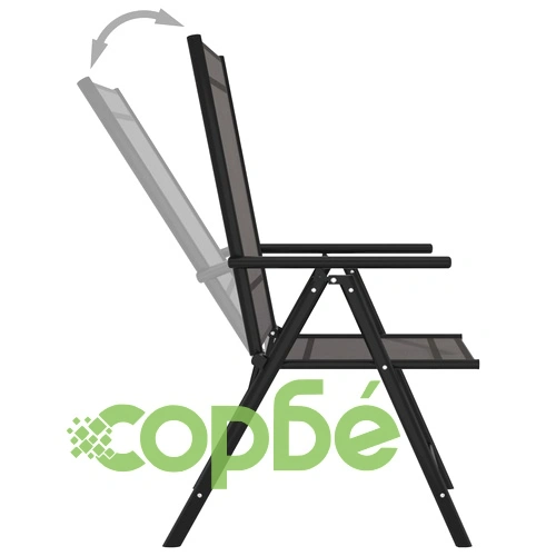 Сгъваеми градински столове, 6 бр, Textilene, черни ➤ топ цена ➤ sorbe.bg