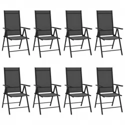 Сгъваеми градински столове, 8 бр, Textilene, черни