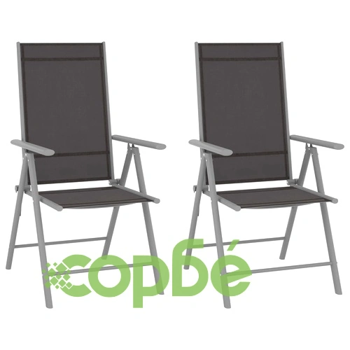 Сгъваеми градински столове, 2 бр, Textilene, черни ➤ топ цена ➤ sorbe.bg