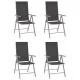 Сгъваеми градински столове, 4 бр, Textilene, черни