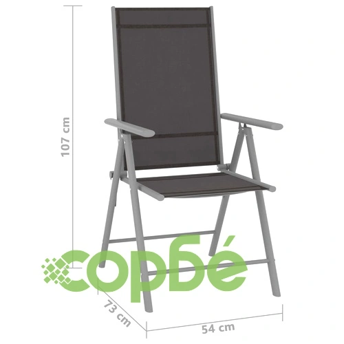 Сгъваеми градински столове, 4 бр, Textilene, черни ➤ топ цена ➤ sorbe.bg