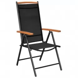 Сгъваеми градински столове, 6 бр, Textilene, черни