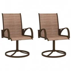 Градински въртящи се столове, 2 бр, textilene и стомана, кафяви