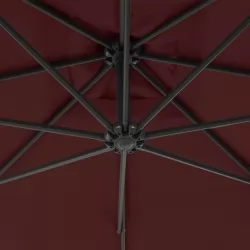 Градински чадър чупещо рамо и стоманен прът 300 см бордо