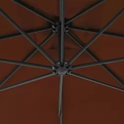 Градински чадър чупещо рамо и стоманен прът 300 см теракота