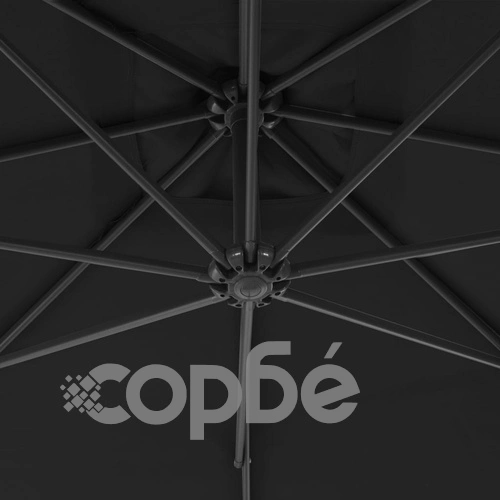 Конзолен градински чадър със стоманен прът 300 см черен ➤ топ цена ➤ sorbe.bg