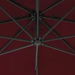 Градински чадър чупещо рамо и стоманен прът 250x250 см червен