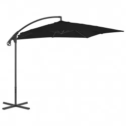 Градински чадър чупещо рамо и стоманен прът 250x250 см черен