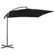Градински чадър чупещо рамо и стоманен прът 250x250 см черен