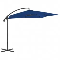 Градински чадър чупещо рамо и стоманен прът 250x250 см лазурен