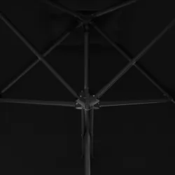 Градински чадър със стоманен прът, черен, 250x250x230 см