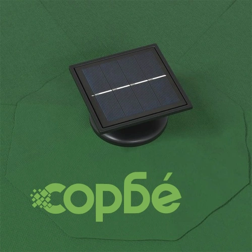 Градински чадър за монтаж на стена, с LED, 300 см, зелен ➤ топ цена ➤ sorbe.bg