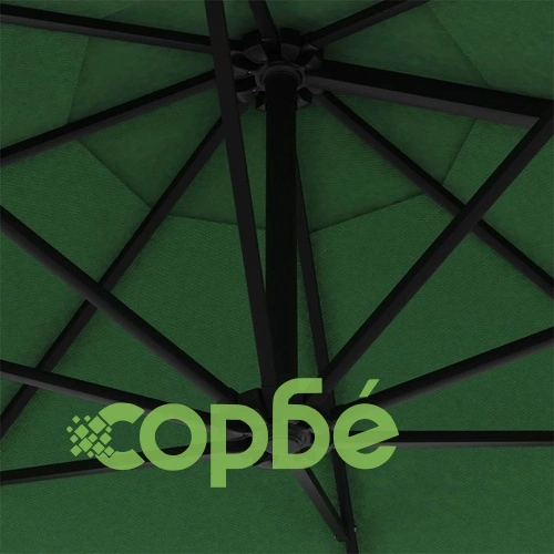Градински чадър за монтаж на стена, с LED, 300 см, зелен ➤ топ цена ➤ sorbe.bg