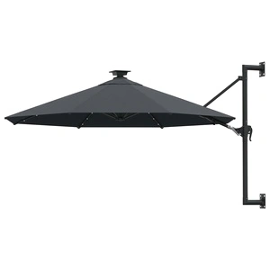 Градински чадър за монтаж на стена, с LED, 300 см, антрацит