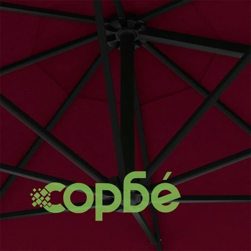Градински чадър за монтаж на стена, с LED, 300 см, бордо ➤ топ цена ➤ sorbe.bg