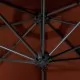 Чадър за монтаж на стена с LED и метален прът, 300 см, теракота