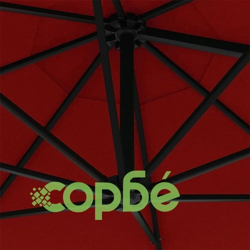 Градински чадър за монтаж на стена, с LED, 300 см, теракота ➤ топ цена ➤ sorbe.bg