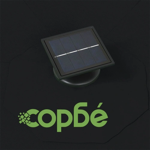 Градински чадър за монтаж на стена, с LED, 300 см, черен ➤ топ цена ➤ sorbe.bg