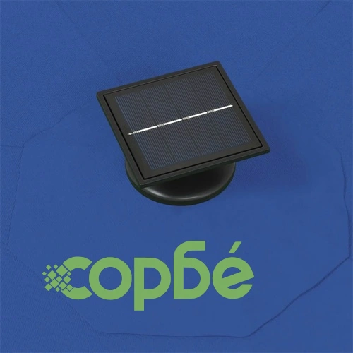 Градински чадър за монтаж на стена, с LED, 300 см, син ➤ топ цена ➤ sorbe.bg