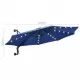 Чадър за монтаж на стена с LED и метален прът, 300 см, син