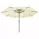 Градински чадър с LED лампички и метален прът, 400 см, пясъчен